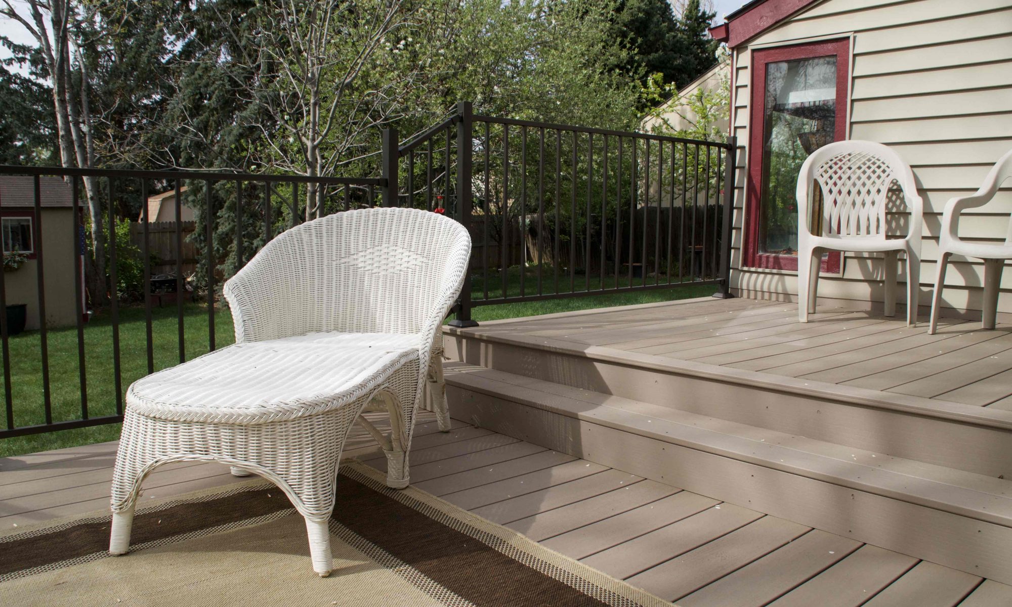 Close Up Of Light Brown Wood Patio With Metal Rails Vivax Pros