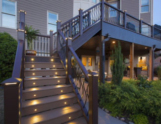 New deck with lighting up stairs