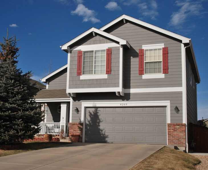 Light Grey House With Red Shudders Vivax Pros