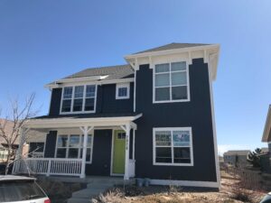 Colorado home gets new blue-gray paint with lime green door Vivax Pros House Painters